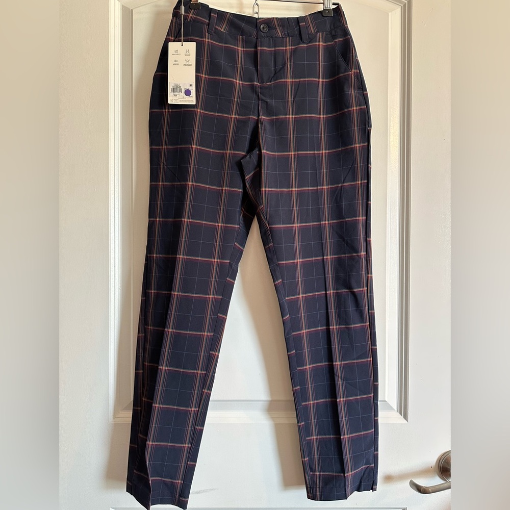 Walter Hagen Women’s Clubhouse Traditional Pant ~ Plaid Dark Navy
